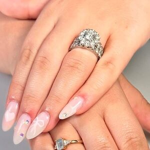 Elegant White gold ring with diamonds 
14KW 4CTTW BRDL SET